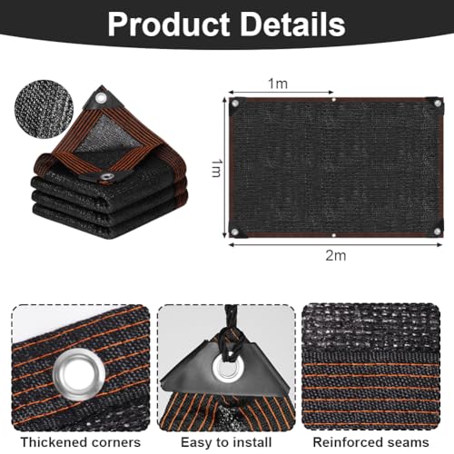 90% Sunblock Shade Cloth with Grommets (1m x 2m): image 3